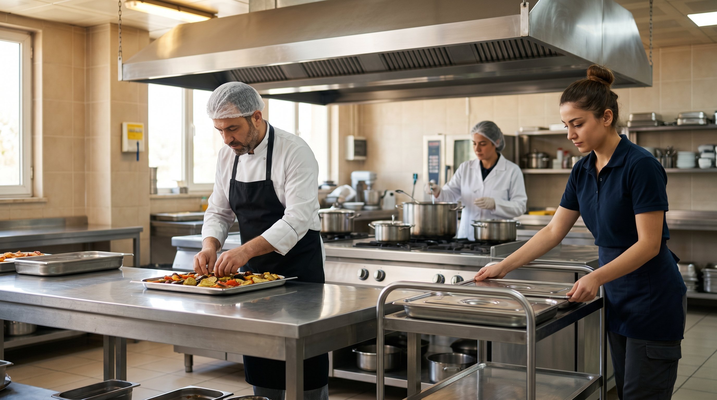 Catering ekibi ve mutfakta çalışma ortamı